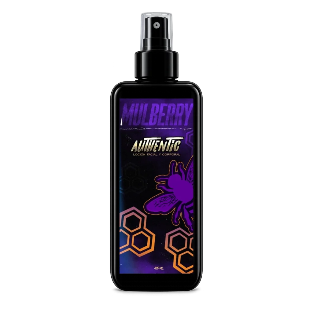 Loción After Shave Authentic 500ml en envase negro mate profesional con atomizador y etiqueta de abeja neón.