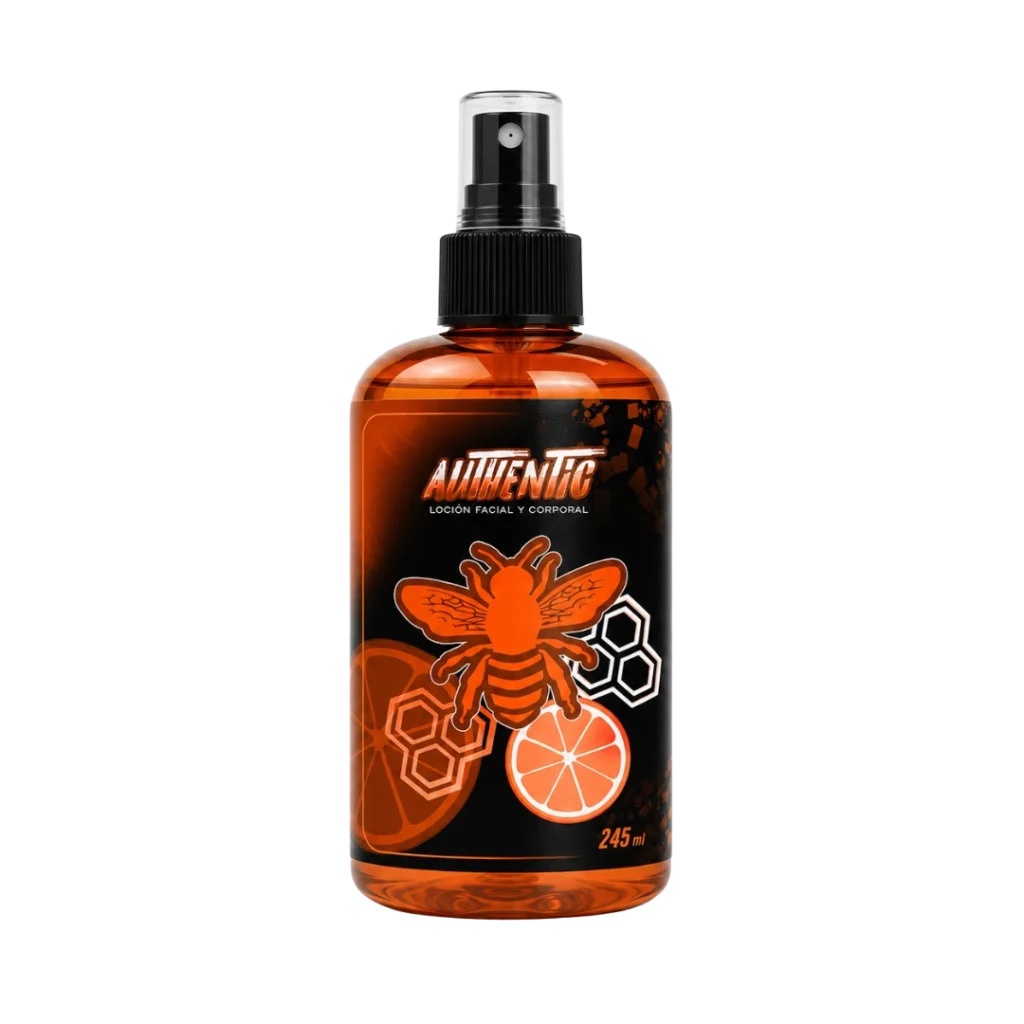 Envase negro de After Shave Authentic Vision Imperial de 250ml con atomizador y etiqueta naranja característica de la marca.